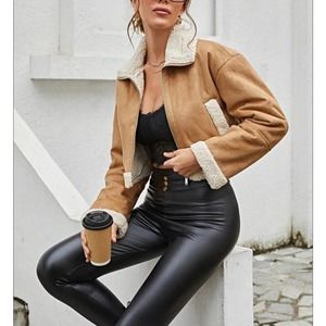 NWOT Gap Vegan Suede Sherpa-Trim Jacket